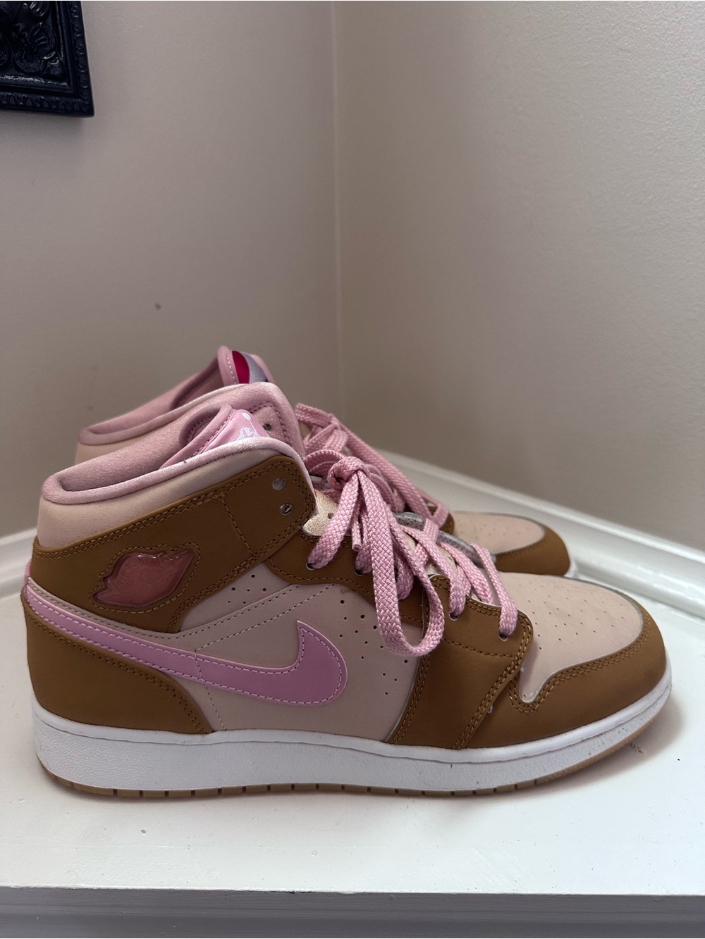 Nike Pink and Brown High-Top Sneakers